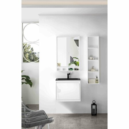 James Martin Vanities 23.6'' Single Vanity, Glossy White w/ Charcoal Black Composite Stone Top 805-V23.6-GW-CH